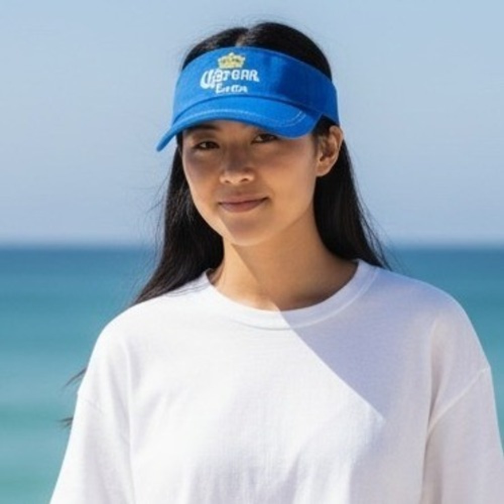 Corona Extra Blue Cotton Sun Visor Hat Embroidered Logo Elastic‎ Back Strap